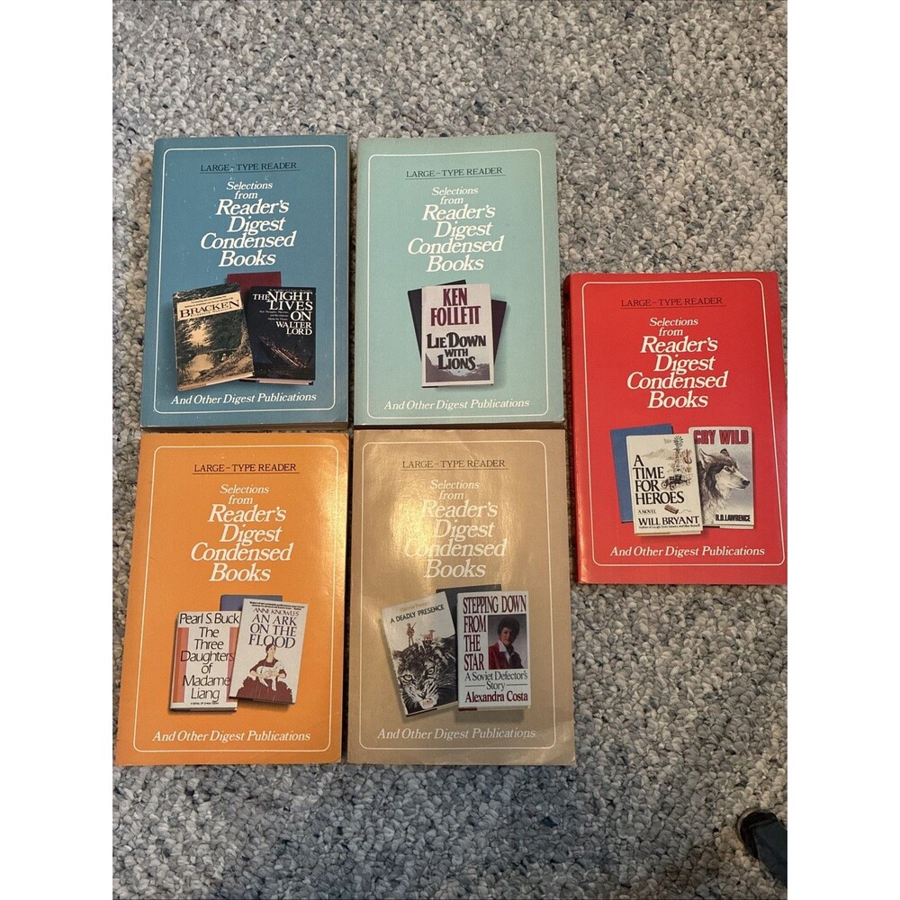 Reader's Digest Select Edition Books 1987-88 LARGE PRINT Paperback Books 1-5